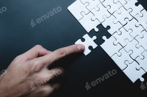 Preview: business success concept idea of jigsaw puzzle, teamwork solution and join connection