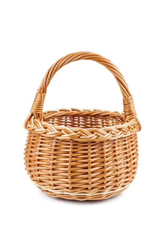 Preview: Empty wicker basket on white background