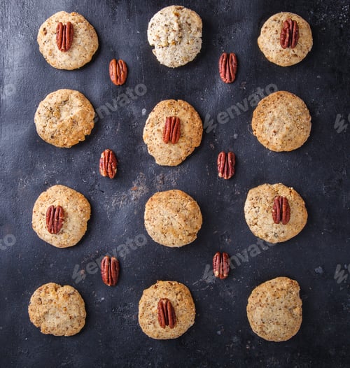 Preview: Overhead Shot of Cookies and Pecan Pieces