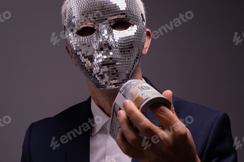 Preview: Glamour and Wealth: Mysterious Man with Dollar Bills