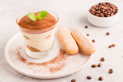 Preview: Traditional Italian dessert tiramisu in a glass.