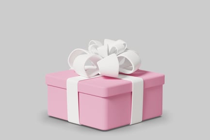 Preview: Pink gift box with white ribbon and bow