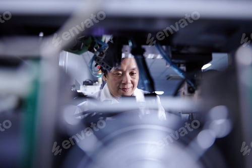 Preview: Technician working in LED factory