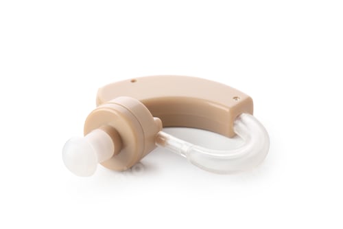 Preview: Hearing aid isolated on white background, close up