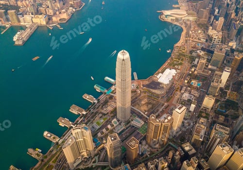 Preview: Hong Kong Downtown, China. Financial district in city in Asia. Skyscraper buildings