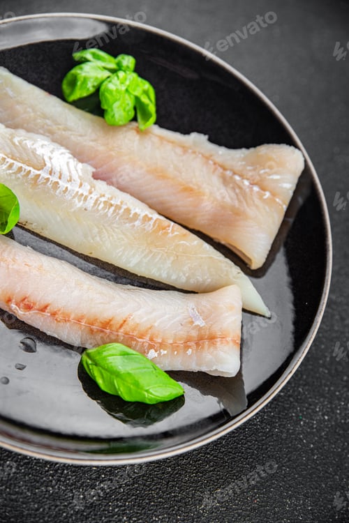 Preview: raw fish fillet blue whiting fresh seafood healthy eating cooking meal food snack on the table