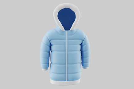 Preview: Blue puffer jacket with white trim and hood
