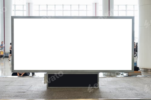 Preview: Digital blank billboard with copy space for advertising, public information in airport hall