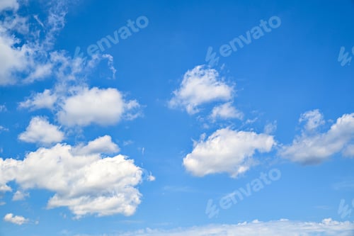 Preview: Scenic view of white fluffy clouds in the blue sky