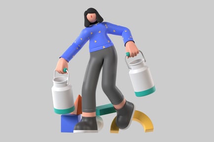 Preview: Milkmaid with buckets cartoon character