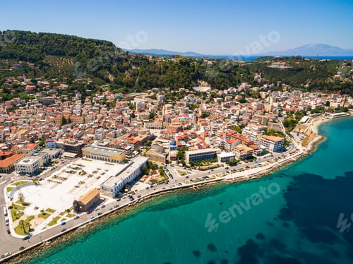 Preview: Aerial view of Zakynthos city in Zante island, in Greece