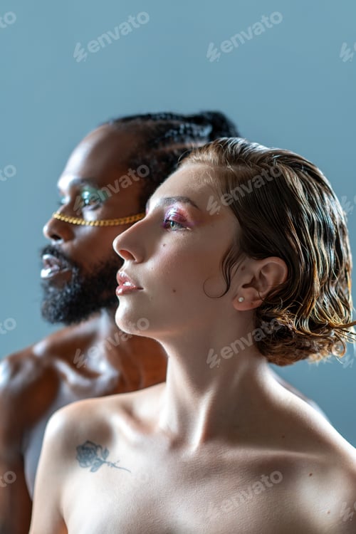 Preview: LGBT people with makeup in blue studio
