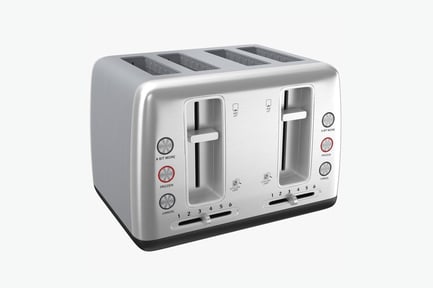 Preview: Silver Toaster with Dual Controls and Slotted Top