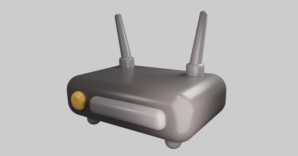 Cartoon wireless router 3D, Incl. antenna & connection - Envato