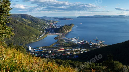 Preview: Top Panorama view of Petropavlovsk-Kamchatsky City, Avacha Bay and Pacific Ocean