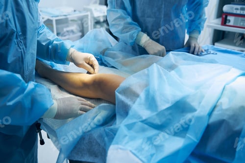 Preview: Two surgeons treating the leg of their patient
