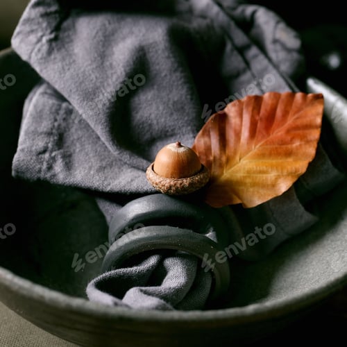 Preview: Rustic autum table setting with craft ceramic tableware