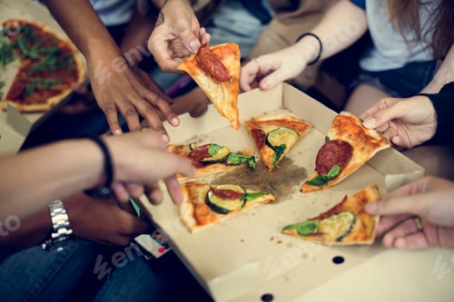Preview: Pizza Sharing Togetherness Friendship Community Concept