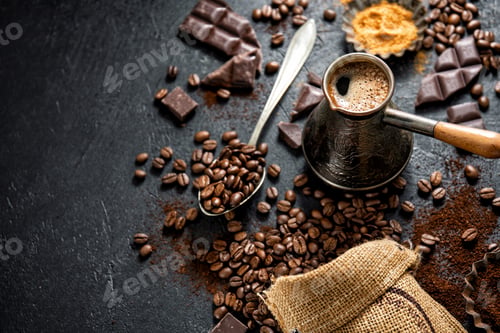 Preview: Coffee beans with props for making coffee