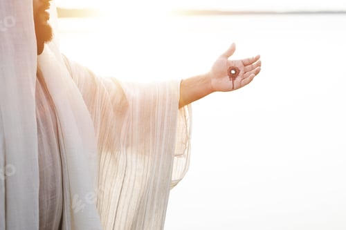 Preview: Resurrected Jesus Christ with the scars of the nails on his hands
