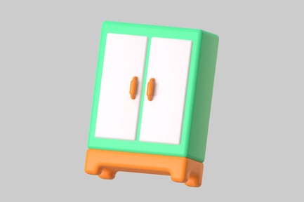 Preview: Cartoonish wardrobe with door handles