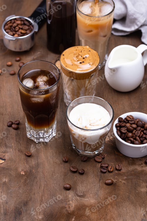 Preview: Different trendy cold coffee drink