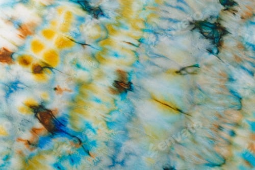Preview: abstract pattern on silk fabric texture in blue, yellow, green colors