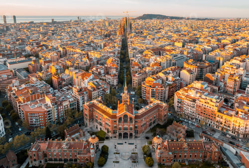 Preview: Barcelona skyline and Hospital of the Holy Cross and Saint Paul (de la Santa Creu i Sant Pau)