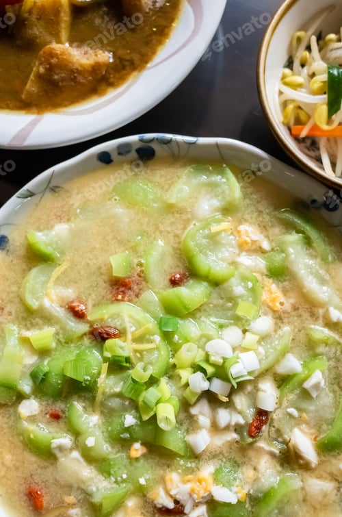 Preview: Chinese Food Of A Plate Of Loofah On Table At Home