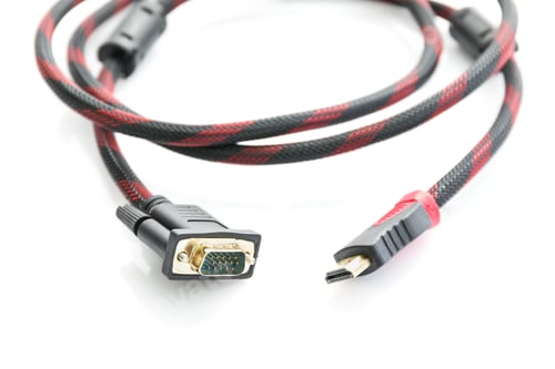 Preview: HDMI cable and VGA cable connector on white