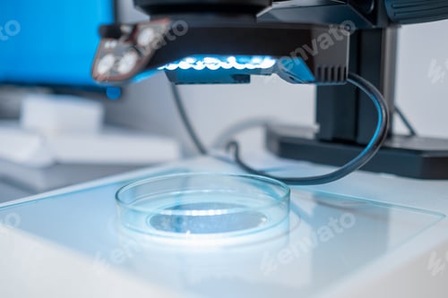 Preview: A modern electronic microscope for examing samples in Petri dish in the medical laboratory