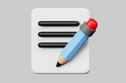 Visualização: Papel arredondado com lápis azul