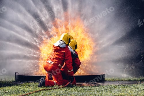 Preview: Firefighter Concept. Several firefighters go offensive for a fire attack.