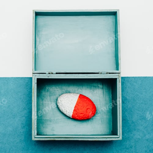 Preview: Ocean souvenirs. Stone in the box. Minimal design.