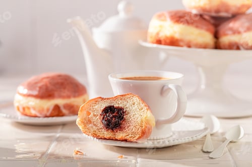 Preview: Delicious and fresh doughnuts made of marmalade and flour.