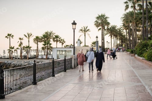 Preview: Spain . Marbella. People walk on the beach