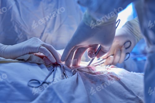 Preview: surgical operation close up, selective focus