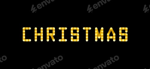 Preview: Yellow neon glowing led CHRISTMAS sign on black