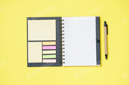 Preview: Spiral notebook on a yellow background