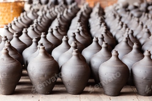 Preview: Rows of Clay Pots Drying