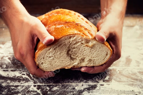 Preview: Baker's hands with a bread