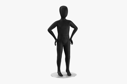 Preview: Child Mannequin, Matte Black, Hands on Hips, Modular Design