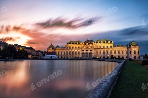 Preview: Belvedere palace at sunset in Vienna, Austria