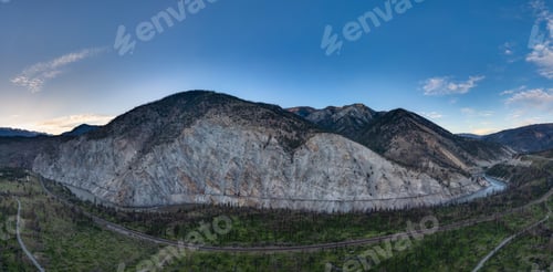 Preview: Aerial panorama of Canadian Mountain Landscape in Valley. Sunny Day.