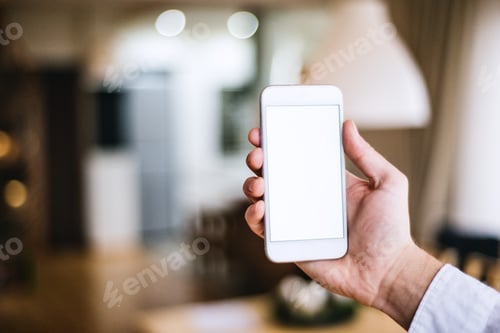 Preview: Mockup image of smartphone with blank white screen.