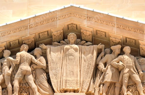 Preview: The portico above the entrance to the Brisbane City Hall building - Brisbane, Australia
