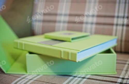 Preview: green leather wedding photo book album