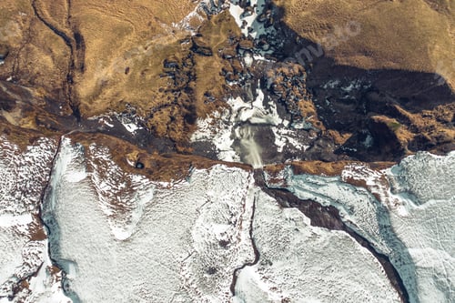 Preview: Bird's Eye View of a Waterfall in Iceland