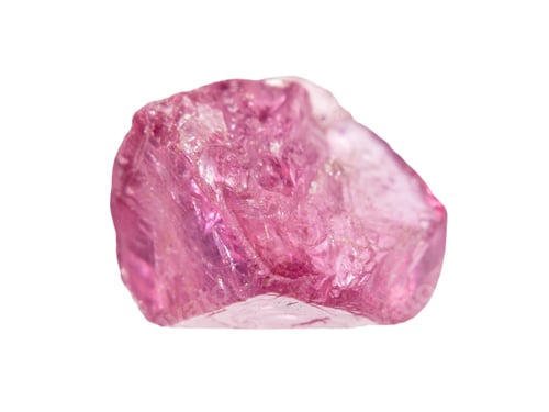 Preview: uncut pink spinel crystal isolated on white