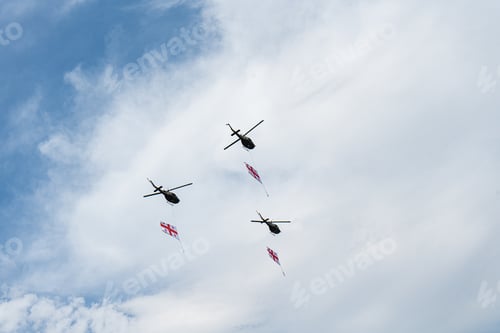 Preview: Helicopters fly in the sky of Tbilisi city